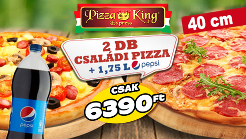 Pizza King 4 - 2 darab Családi pizza 1,75 literes Pepsivel - Szuper ajánlat - Online rendelés