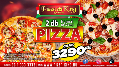 Pizza King 4 - 2 darab normál pizza akció - Szuper ajánlat - Online rendelés